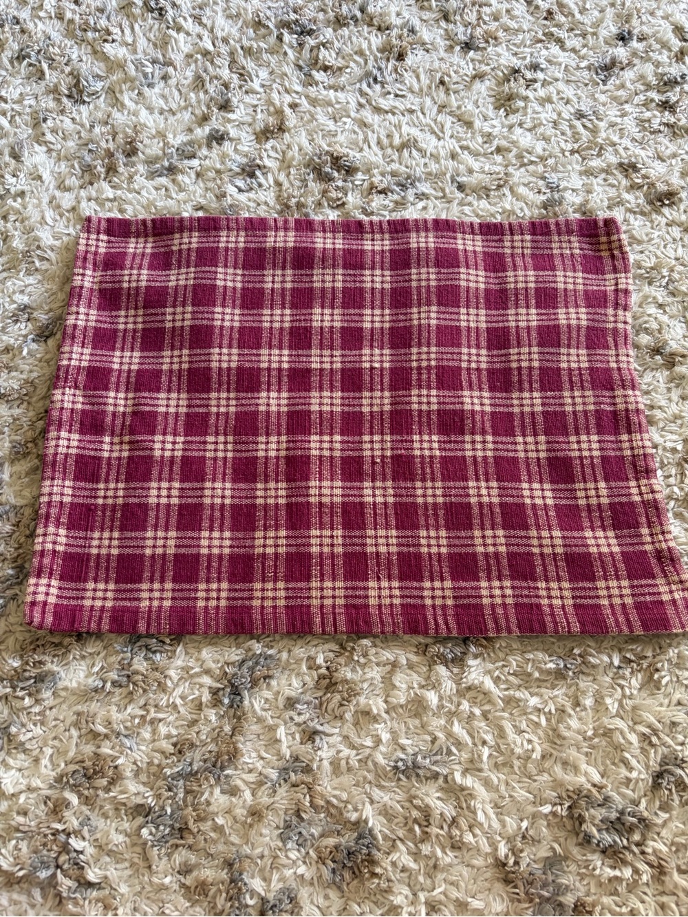 Plaid Burgundy and Cream Placemat